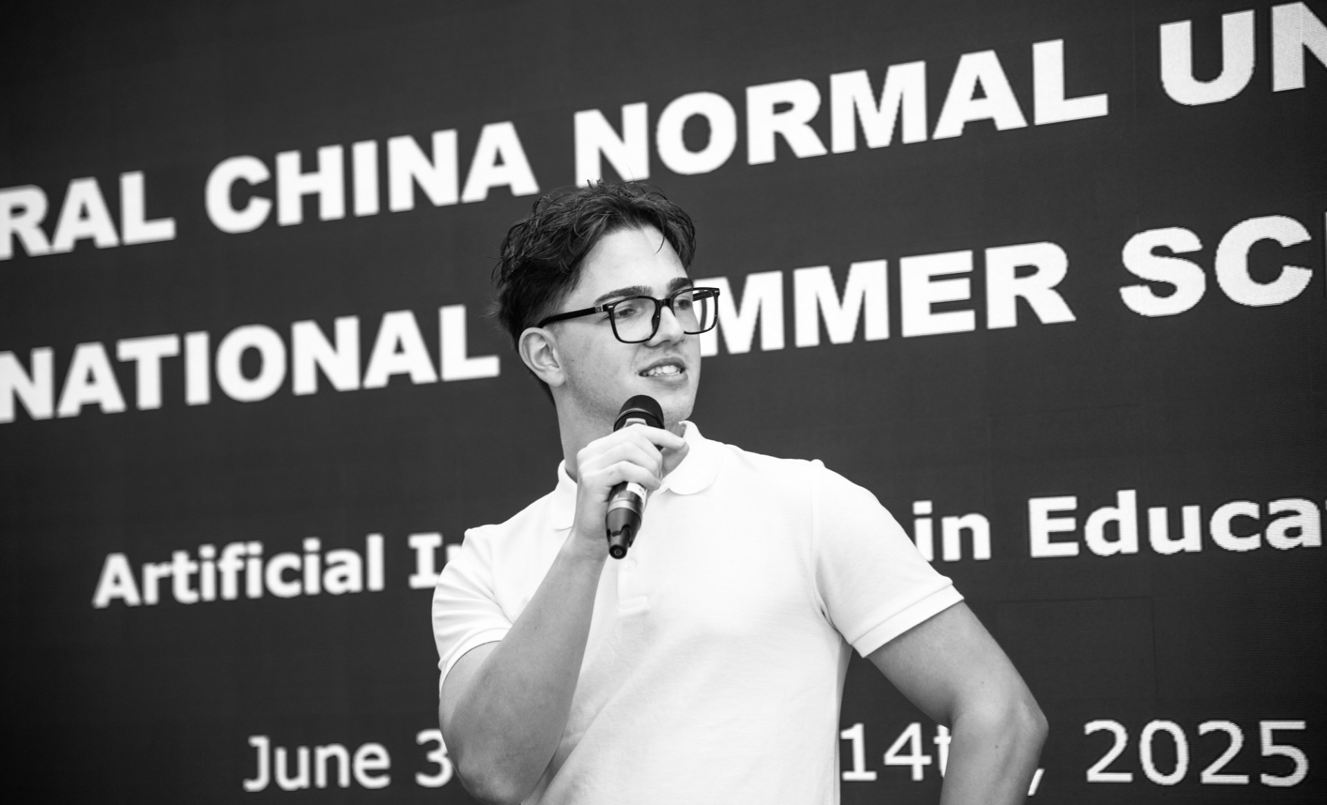 Giulio Lepone speaking at the Central China Normal University AI Summer School, 2025.
